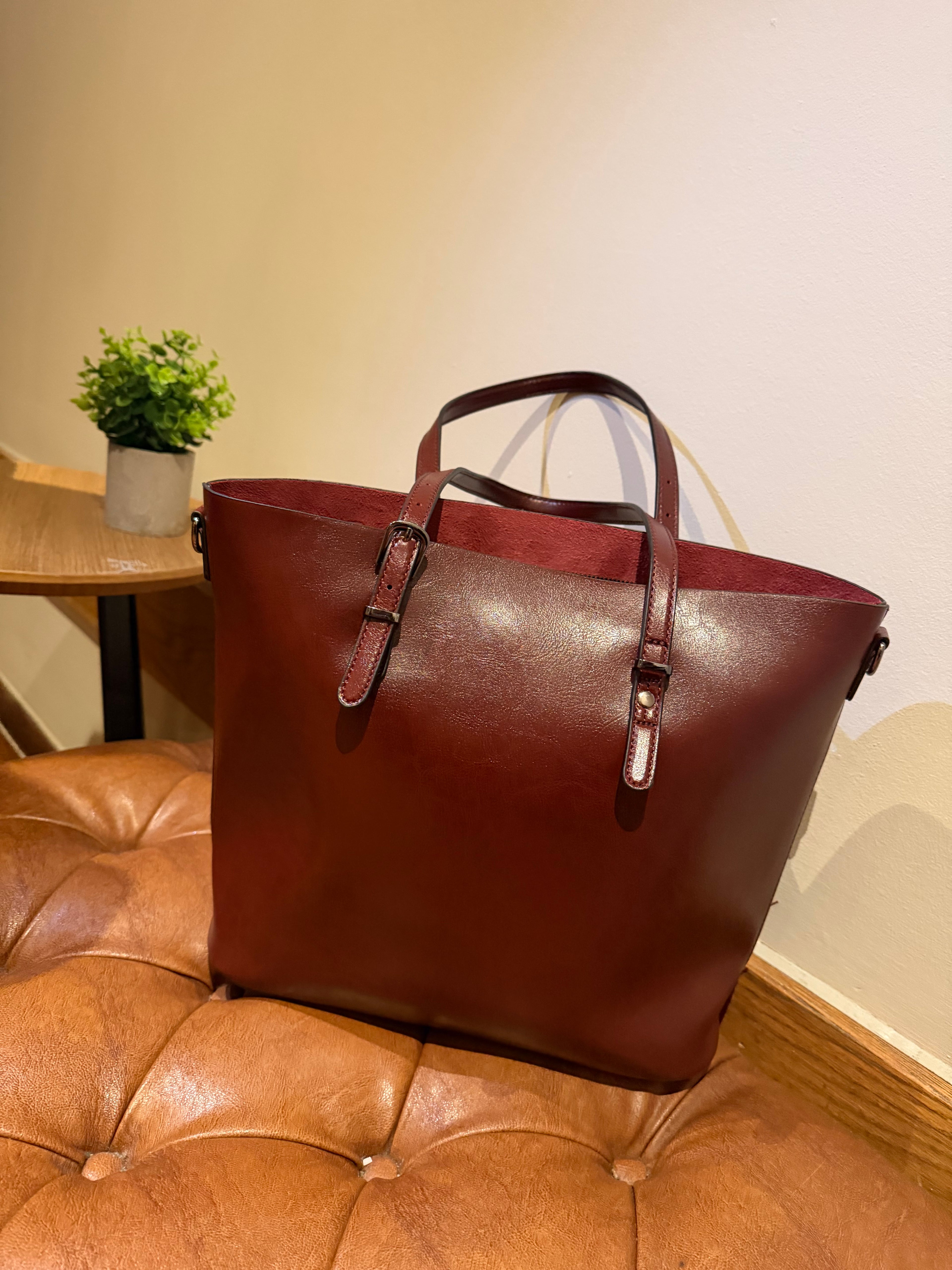 Oil Wax Leather Tote Bag